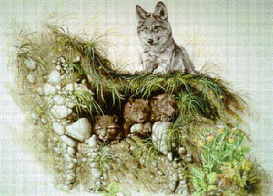 Иллюзия - природа, искусство, живопись, картина, звери, иллюзия, волки, животные - предпросмотр