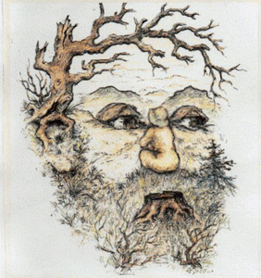 Иллюзия старец - искусство, иллюзия, картина, живопись, природа - предпросмотр