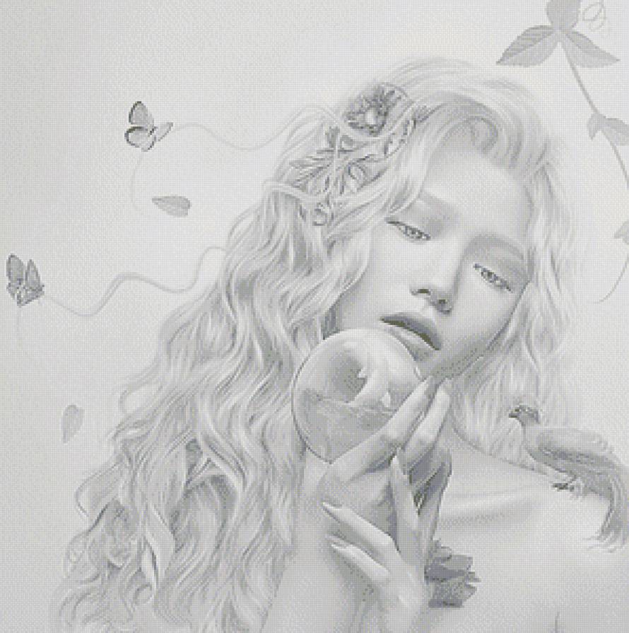 Женский образ - монохром, люди, девушка, фэнтези, женщина - предпросмотр