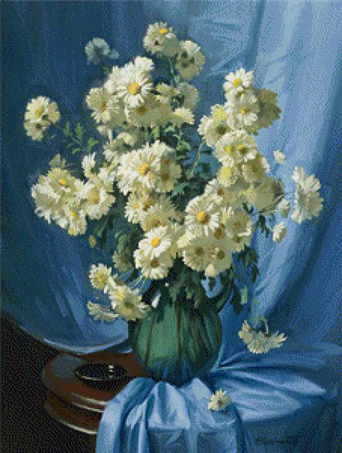 натюрморт с ромашками - картина, цветы, картины, натюрморт - предпросмотр