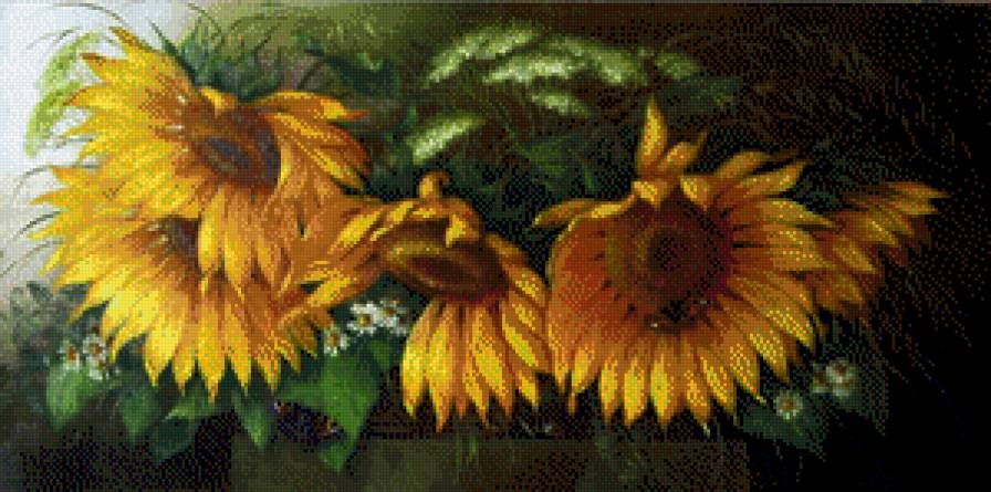 натюрморт подсолнухи - картины, картина, цветы, натюрморт - предпросмотр