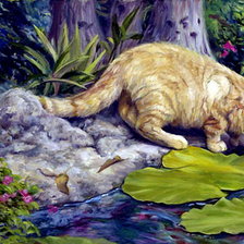 Схема вышивки «кошка у пруда часть 1»