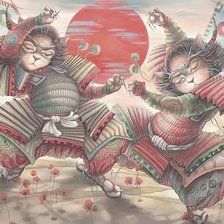 Самураи (батик Н.Соколовой)