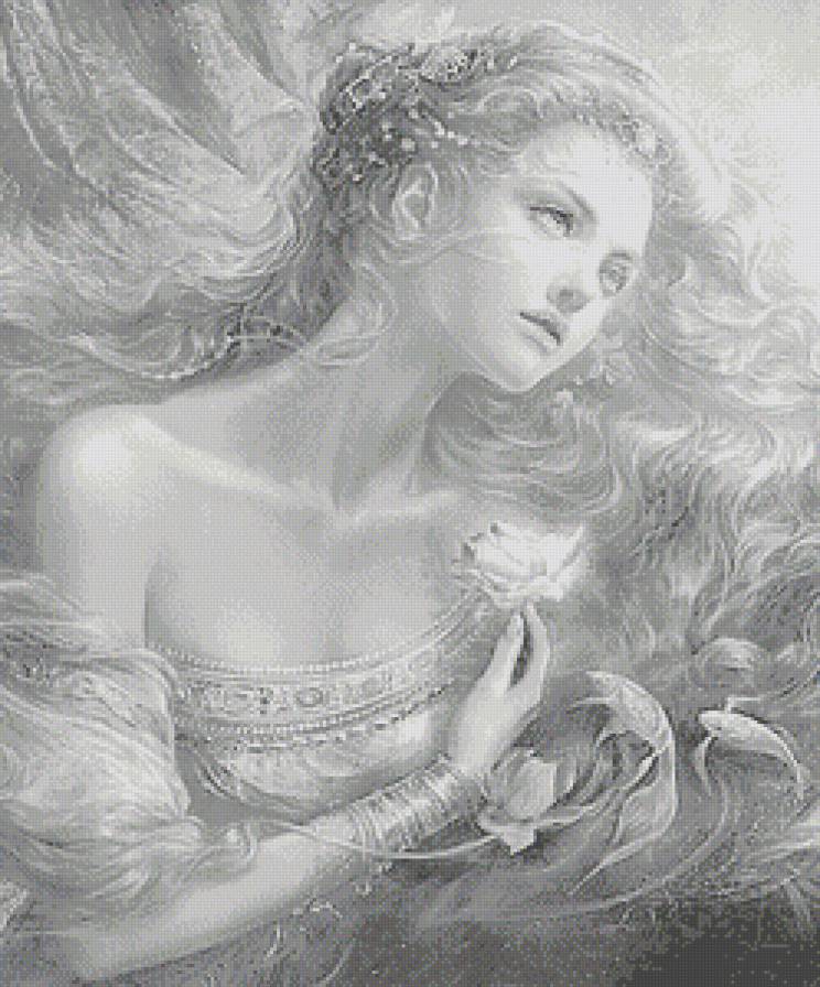 Женский образ (живопись) - дама, фэнтези, монохром, женщина, девушка, люди - предпросмотр