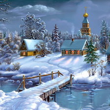 Схема вышивки «Зимний городок»