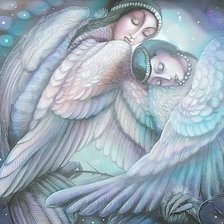 Схема вышивки «"ОДНО КРЫЛО НА ДВОИХ" (Батик Н.Соколовой)»