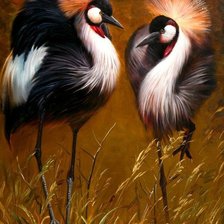 Схема вышивки «венценосные журавли»