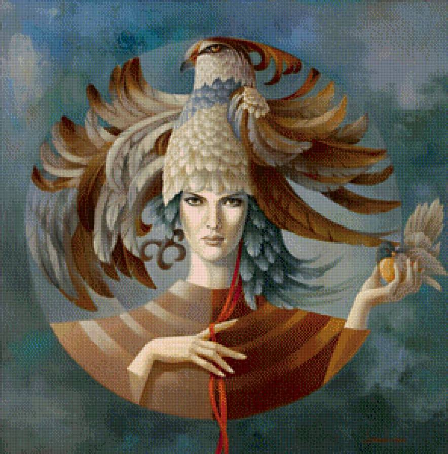 Девушка-птица - фэнтези, дама, красавица, девушка - предпросмотр