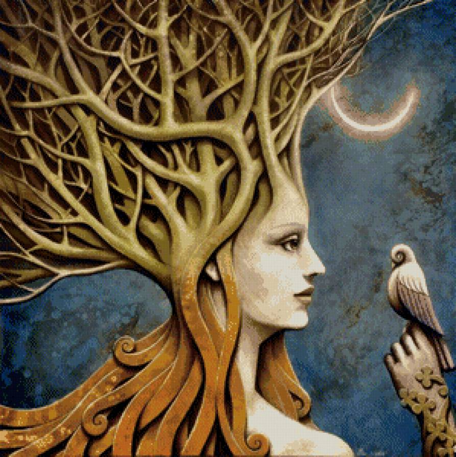 Девушка-дерево - абстракция, фэнтези, девушка - предпросмотр