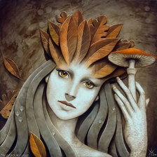 Схема вышивки «Девушка в листьях»