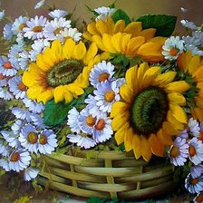 Схема вышивки «Ромашки и подсолнухи»