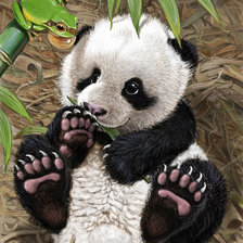 Схема вышивки «пандочка и лягушонок»