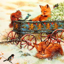 Схема вышивки «рождество лисички»