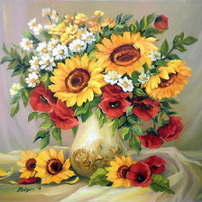 Схема вышивки «букет подсолнухов»