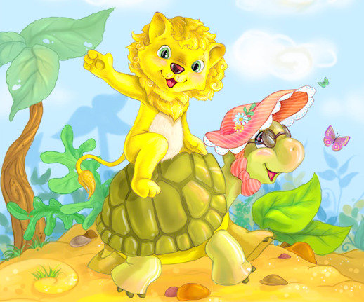 Черепаха и львенок - львенок, деткам.мультики, детское, черепаха - оригинал