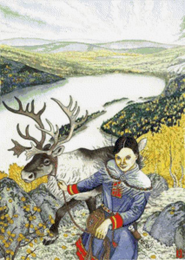 Саамская девушка по картине Николая Фомина - девушка, женский образ - предпросмотр