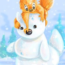 Схема вышивки «Снеговик для белочки»