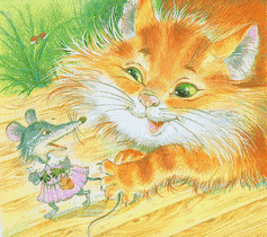 Догнал... - мыши, деткам, детско, кошки, мультики - предпросмотр