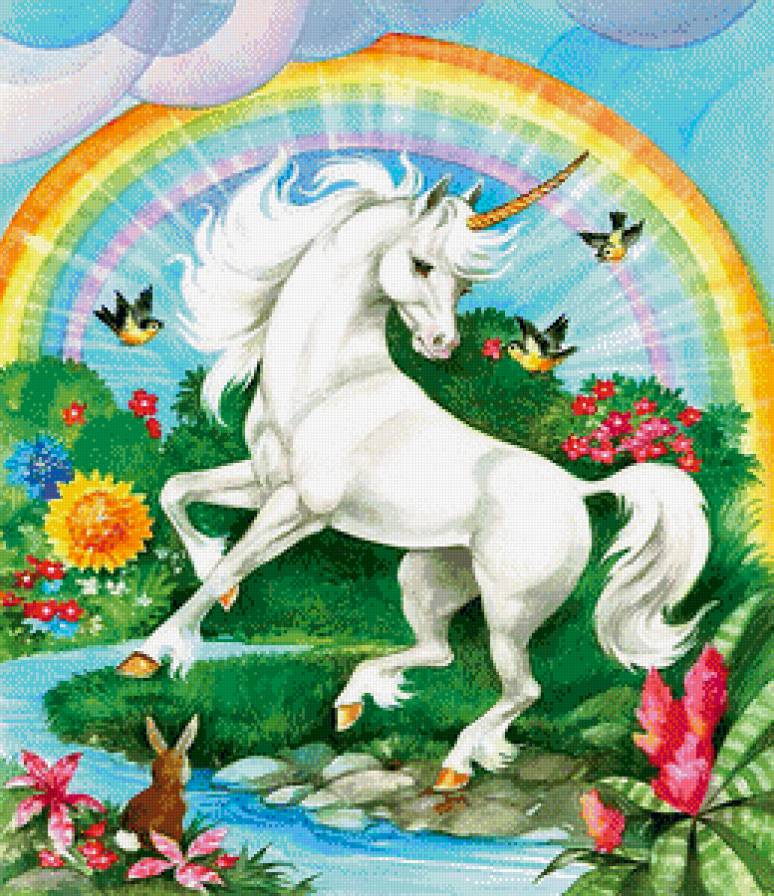 Единорог - единорог, животные, радуга, конь - предпросмотр