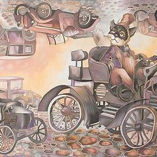 Схема вышивки «Автолюбитель (коты Н.Соколовой)»