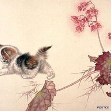 Схема вышивки «котёнок и бабоча»