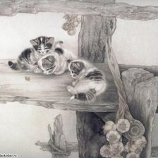 Схема вышивки «котята на лавочке»