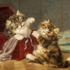 Схема вышивки «котята в коробке»