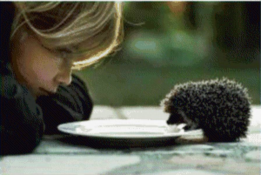 серия "дети с живностями" - мальчик.еж. - предпросмотр