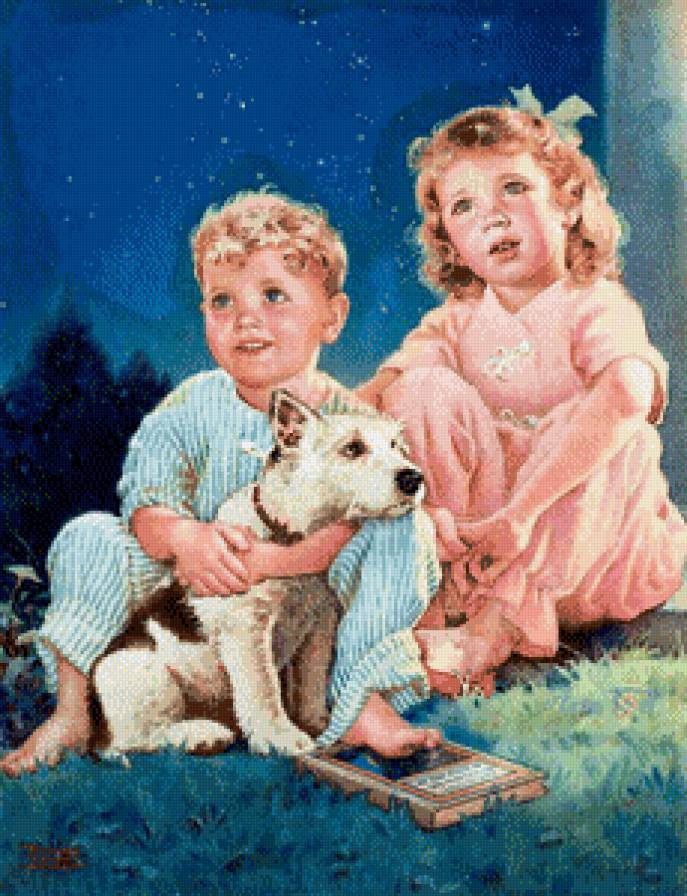 серия "дети с живностями" - дети.собака - предпросмотр