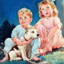 Схема вышивки «серия "дети с живностями"»