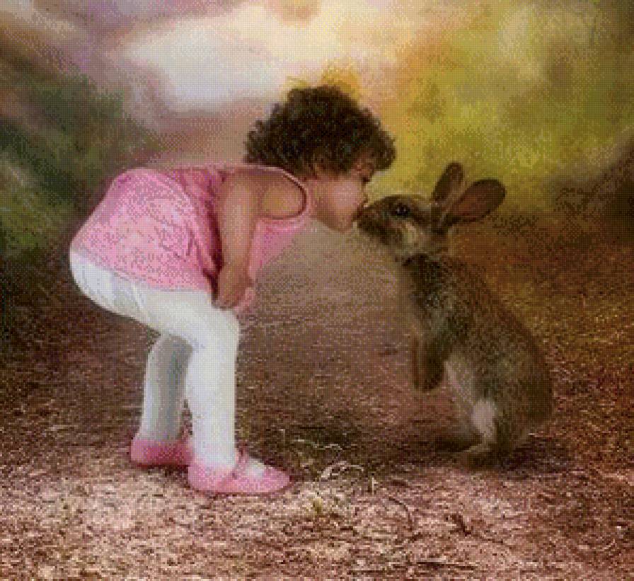 серия "дети с живностями" - девочка.заяц - предпросмотр