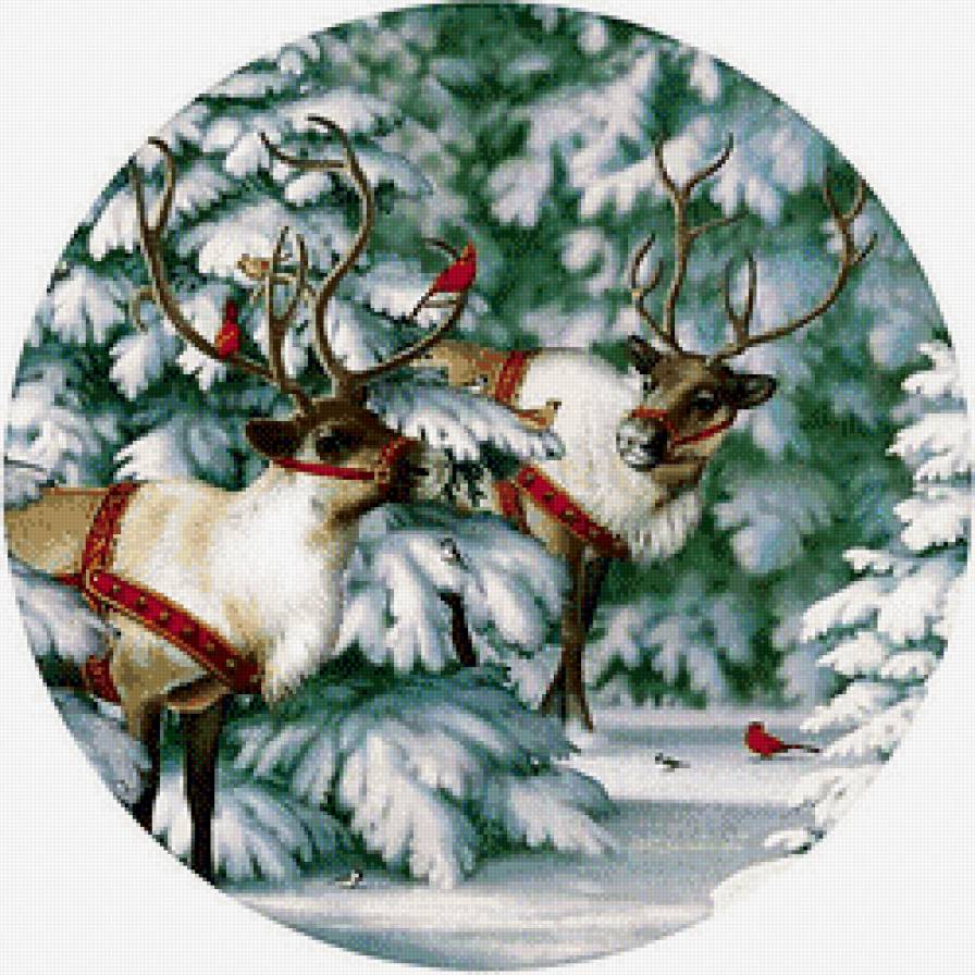 новогодние олени - новый год, олени, праздник, рождество, елки, лес - предпросмотр