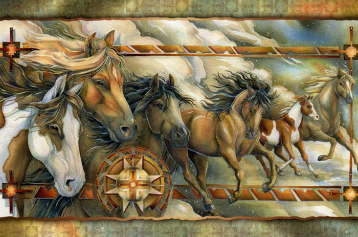 №517181 - кони, лошадь, живопись - оригинал