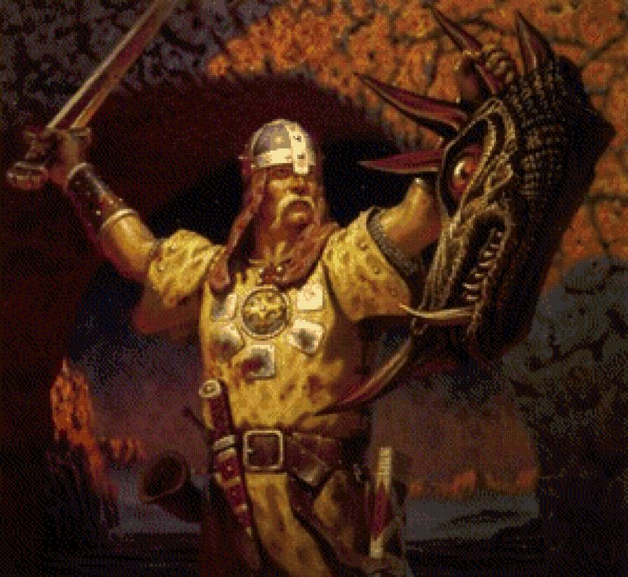 Русь Великая... "Иван вдовий сын" (живопись- Ольшанский) - картины, былины, мифы, воин, история, люди, живопись - предпросмотр