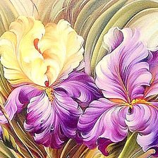 Схема вышивки «Пара ирисов (живопись)»