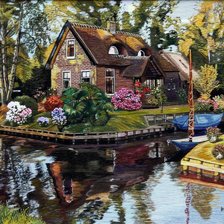 Схема вышивки «Домик у воды»