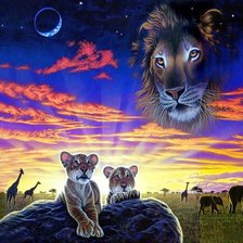 Пейзаж со львом