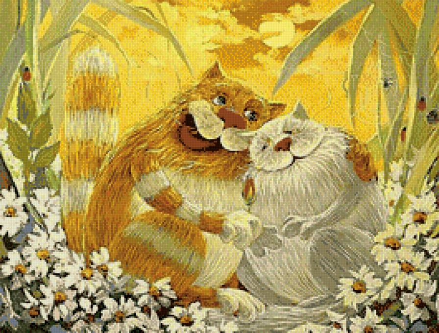 Это любовь... - романтика, кошки, юмор, животные, дюбовь, пара - предпросмотр