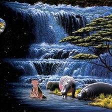 Схема вышивки «Купание бегемотов»