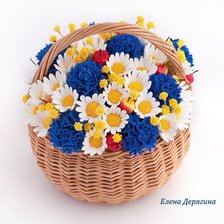 Схема вышивки «Корзинка с ромашками и васильками»