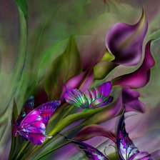 Схема вышивки «Калы с бабочками»