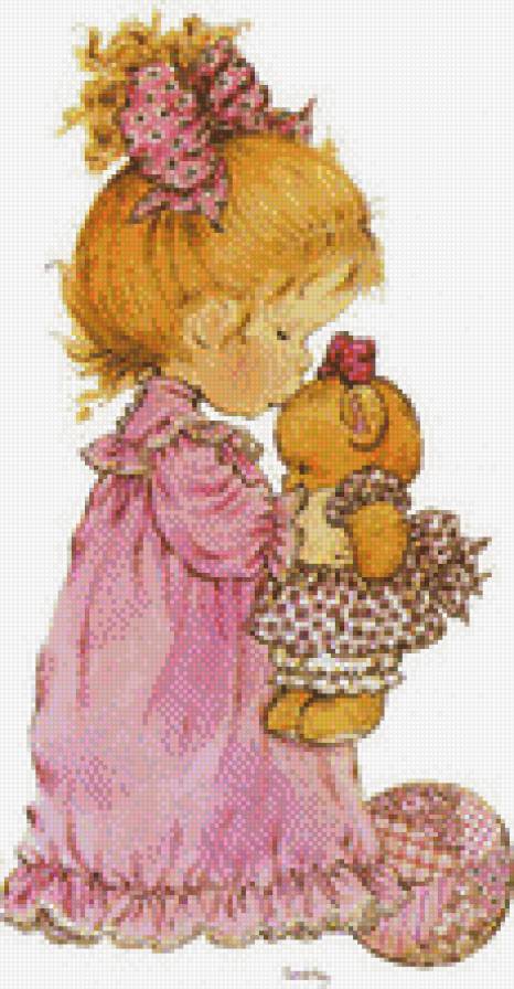 Девочка с мишкой - игрушка, девочка - предпросмотр