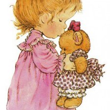 Схема вышивки «Девочка с мишкой»