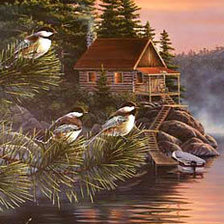 Схема вышивки «Птицы на озере»