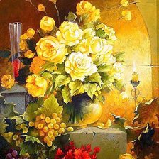 Схема вышивки «Розы и виноград»