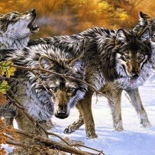 Схема вышивки «волки стая»