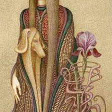 Схема вышивки «Дама с собакой и ирисом (Борис Индриков)»