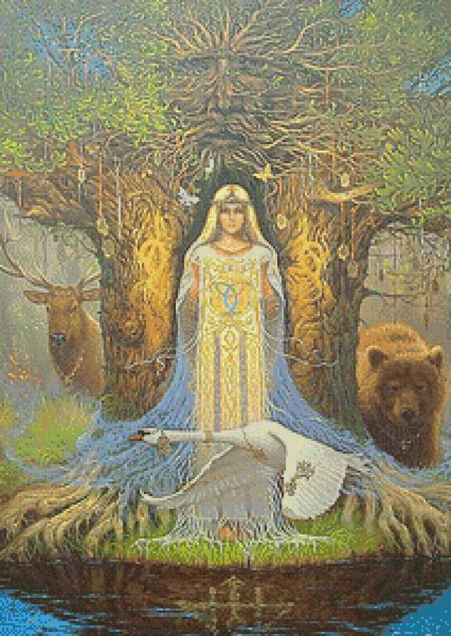 Русь Великая..."Веда" - картины, медве, история, лебеди, люди, девушка, дама, животные, живопись - предпросмотр