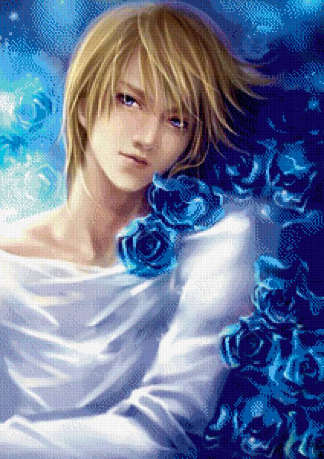 красавчик - мужчина, парень, цветы, аниме, розы - предпросмотр