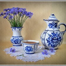 Схема вышивки «Нежность гжеля»